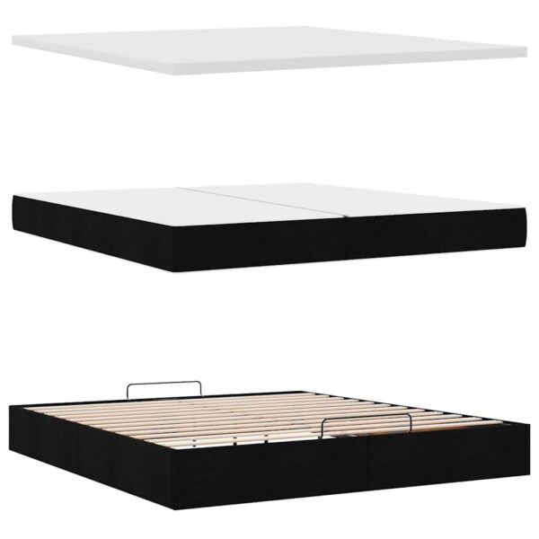 63 / 5,000vidaXL Estrutura de cama otomana com colchões tecido preto - Image 8
