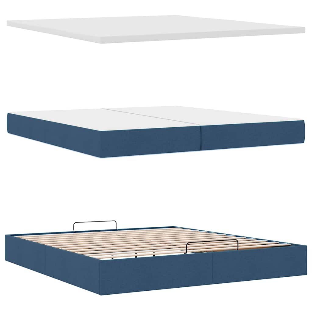 Estrutura de cama otomana com colchões 200x200cm tecido azul - Image 8