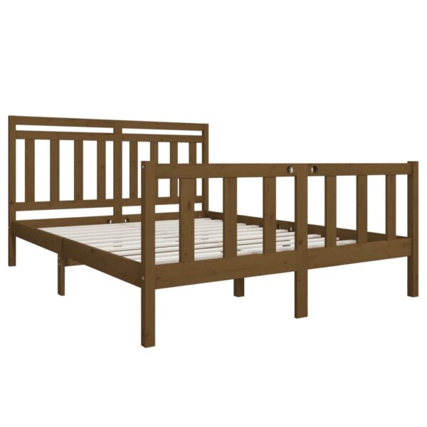 Estrutura cama king 150x200 cm madeira maciça castanho-mel - Image 2