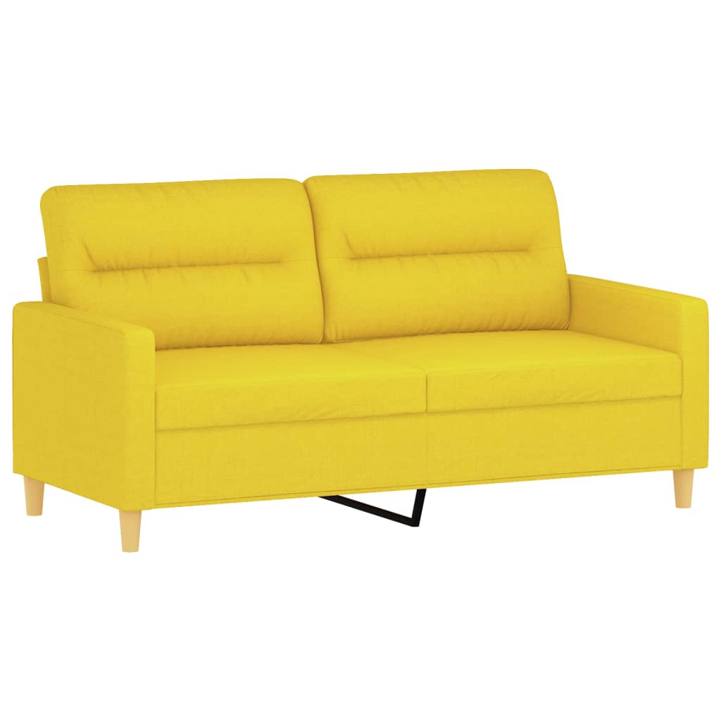 Sofá 2 lug. + almofadas decorativas 140 cm tecido amarelo-claro - Image 3