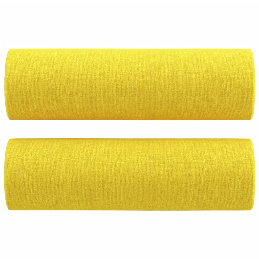 Sofá 2 lug. + almofadas decorativas 140 cm tecido amarelo-claro - Image 4