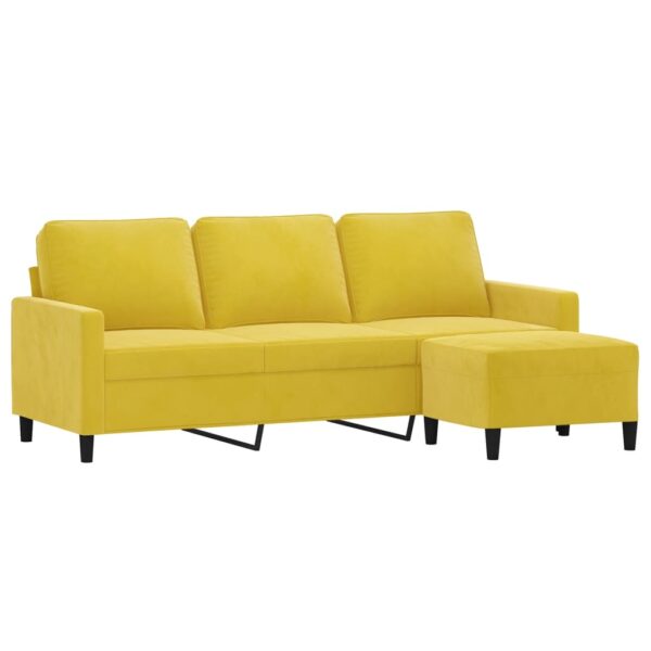 Sofá de 3 lugares com apoio de pés 180 cm veludo amarelo - Image 2