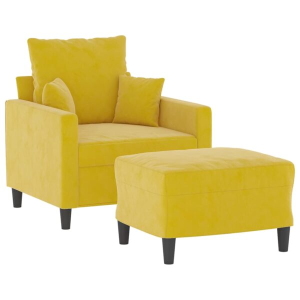 Poltrona com apoio de pés 60 cm veludo amarelo - Image 2
