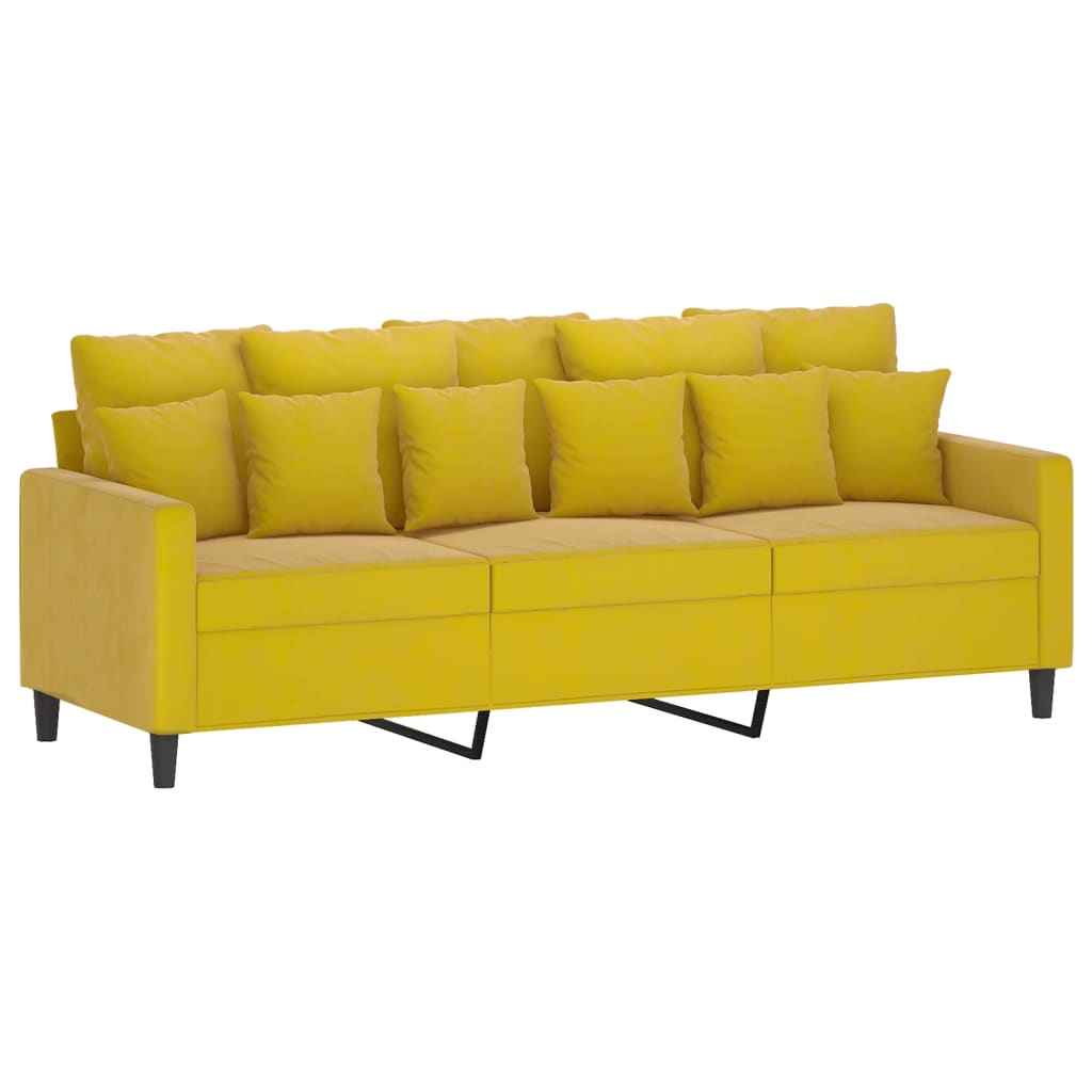 4 pcs conjunto de sofás com almofadões veludo amarelo - Image 2