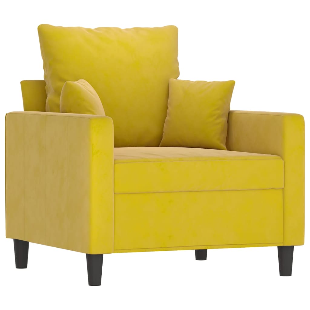 4 pcs conjunto de sofás com almofadões veludo amarelo - Image 4