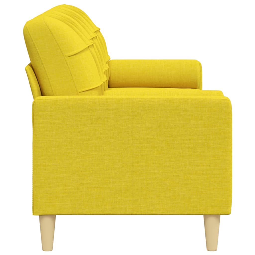 Sofá 3 lug. c/ almofadas decorativas 210cm tecido amarelo-claro - Image 3