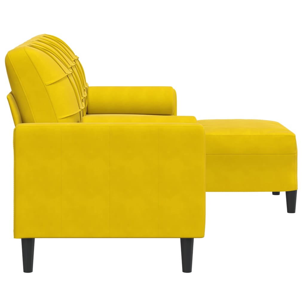 Sofá de 3 lugares com apoio de pés 180 cm veludo amarelo - Image 3
