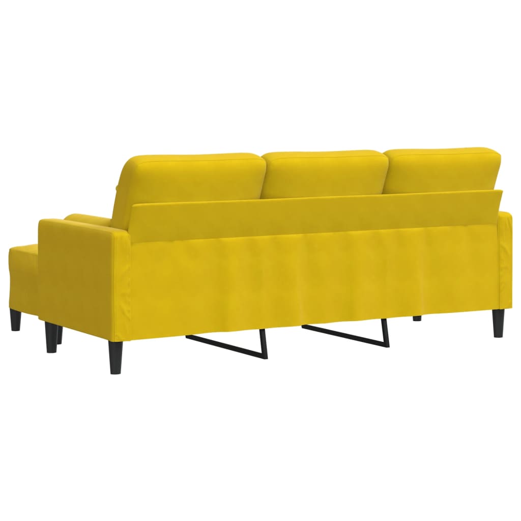 Sofá de 3 lugares com apoio de pés 180 cm veludo amarelo - Image 4
