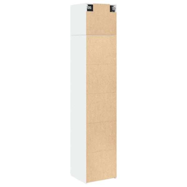 Armário de arrumação estreito derivados de madeira branco - Image 7