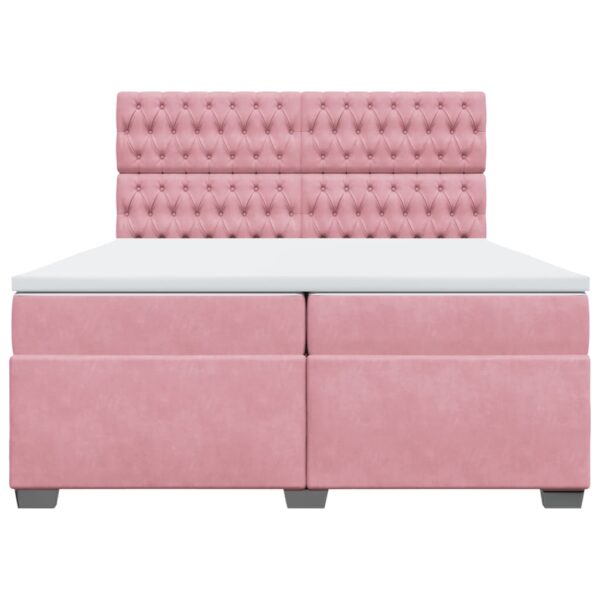 Cama com molas/colchão 200x200 cm veludo rosa - Image 3