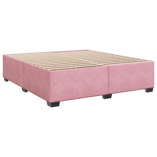 Cama com molas/colchão 200x200 cm veludo rosa - Image 4