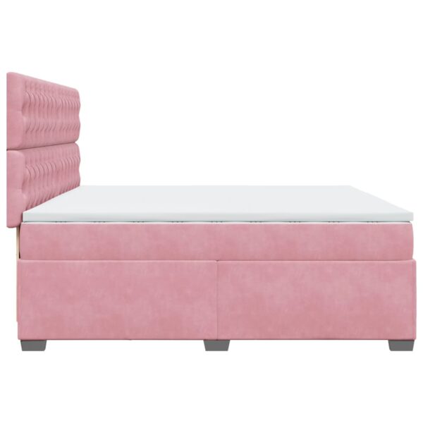 Cama com molas/colchão 200x200 cm veludo rosa - Image 8