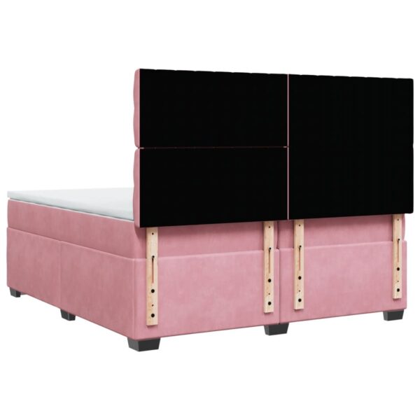 Cama com molas/colchão 200x200 cm veludo rosa - Image 9