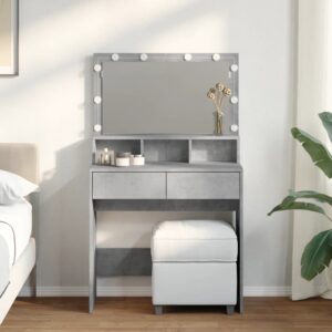 Toucador com LED 80x41x134,5 cm cinzento cimento