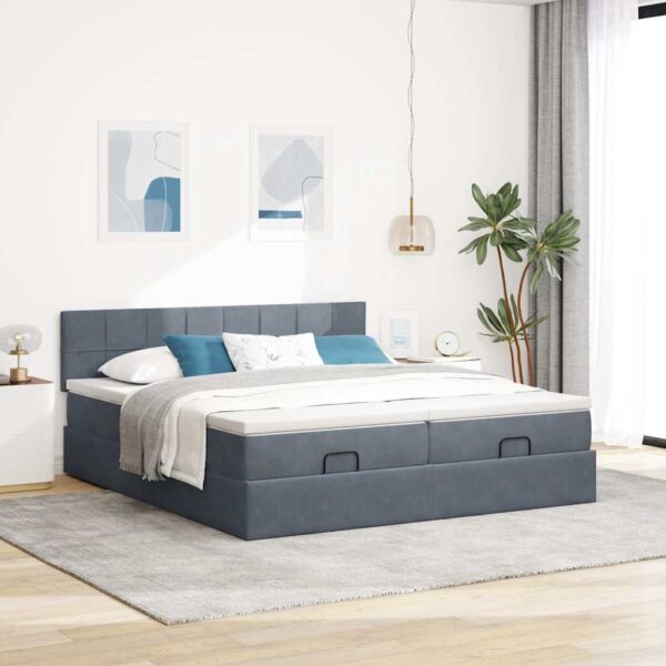 Estrutura cama otomana colchões 160x200 cm cinzento escuro - Image 3