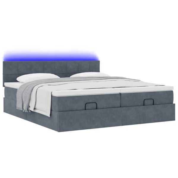 Estrutura cama otomana colchões 160x200 cm cinzento escuro - Image 5