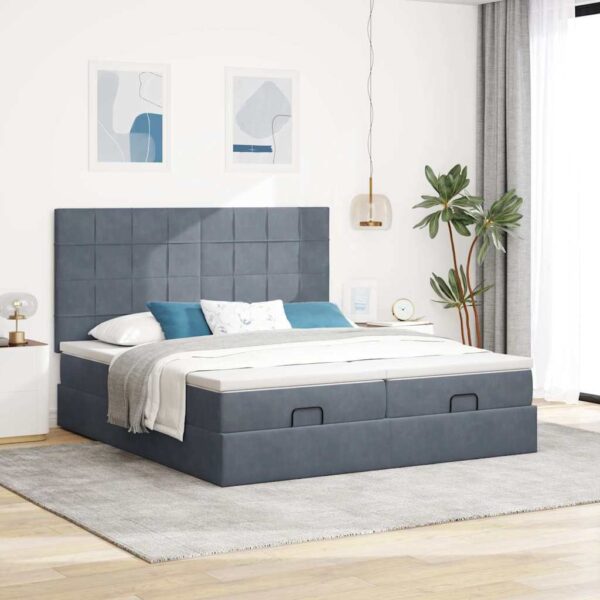 Estrutura cama otomana colchões 160x200 cm cinzento escuro - Image 3