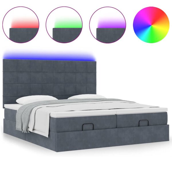Estrutura cama otomana colchões 160x200 cm cinzento escuro - Image 4