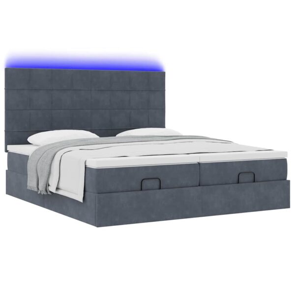 Estrutura cama otomana colchões 160x200 cm cinzento escuro - Image 5