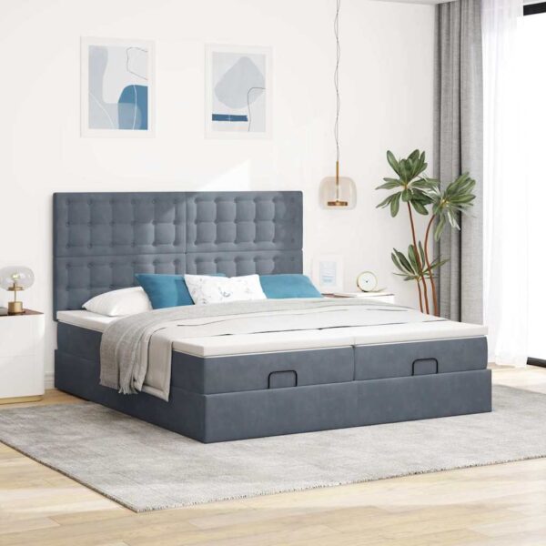 Estrutura cama otomana colchões 160x200 cm cinzento escuro - Image 3