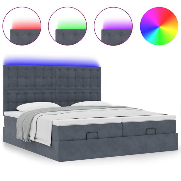 Estrutura cama otomana colchões 160x200 cm cinzento escuro - Image 4