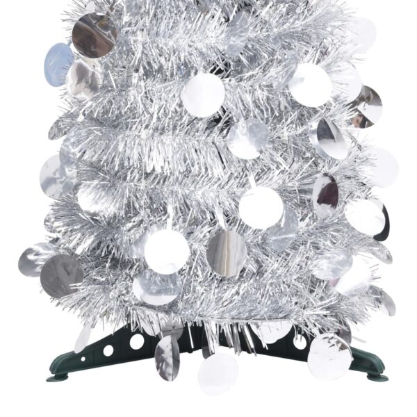 Árvore de Natal pop-up artificial 150 cm PET prateado - Image 3