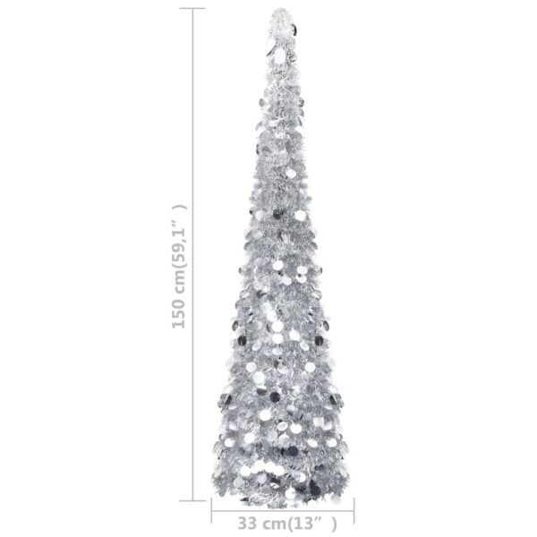Árvore de Natal pop-up artificial 150 cm PET prateado - Image 5