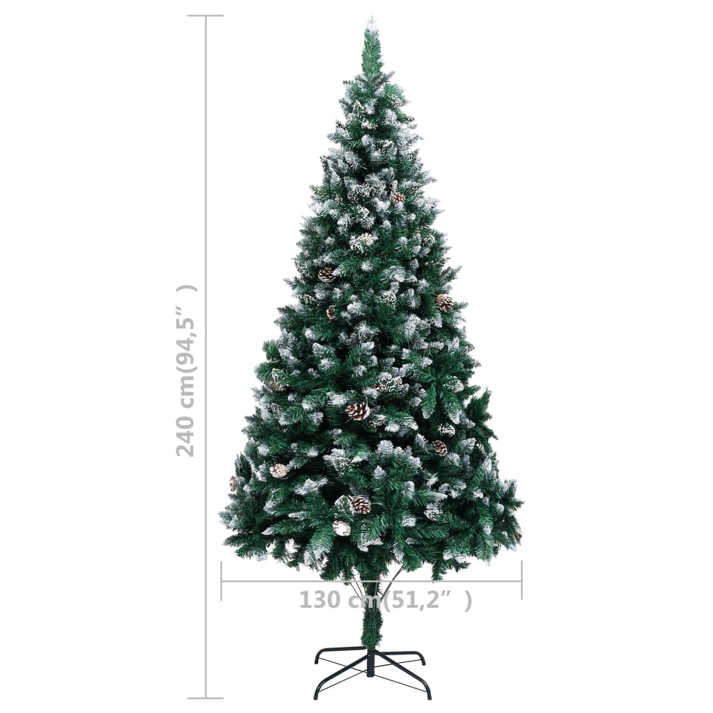 Árvore de Natal artificial com pinhas e neve branca 240 cm - Image 7