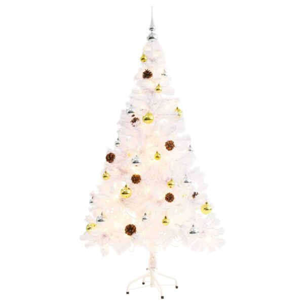 Árvore de Natal artificial pré-iluminada enfeites 150cm branco - Image 2