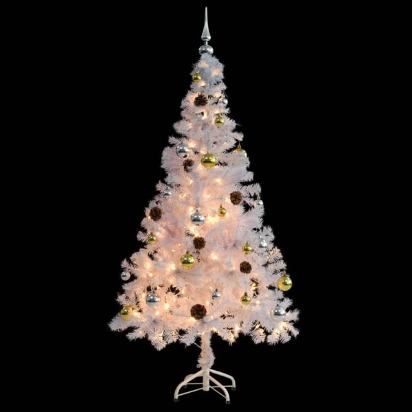 Árvore de Natal artificial pré-iluminada enfeites 150cm branco - Image 4