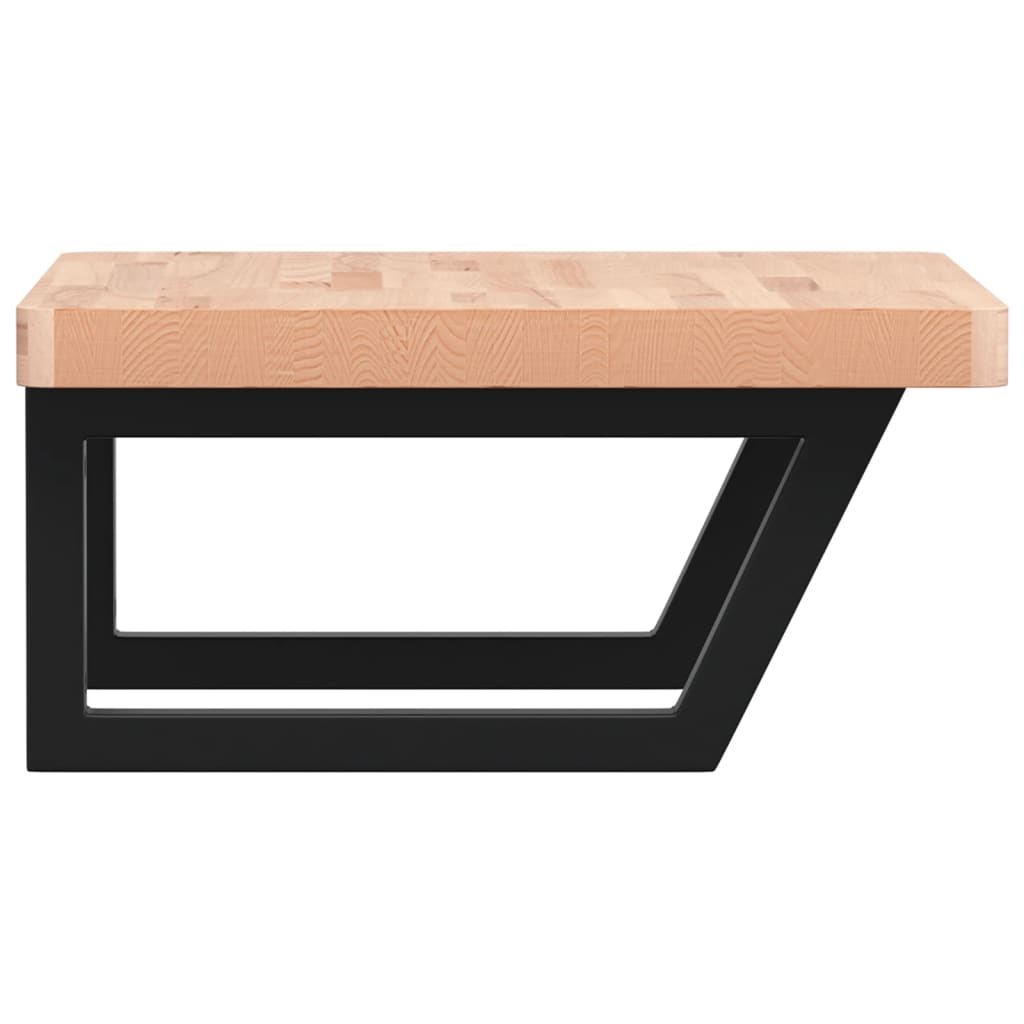 Prateleira de parede p/ lavatório aço/madeira de faia maciça - Image 4