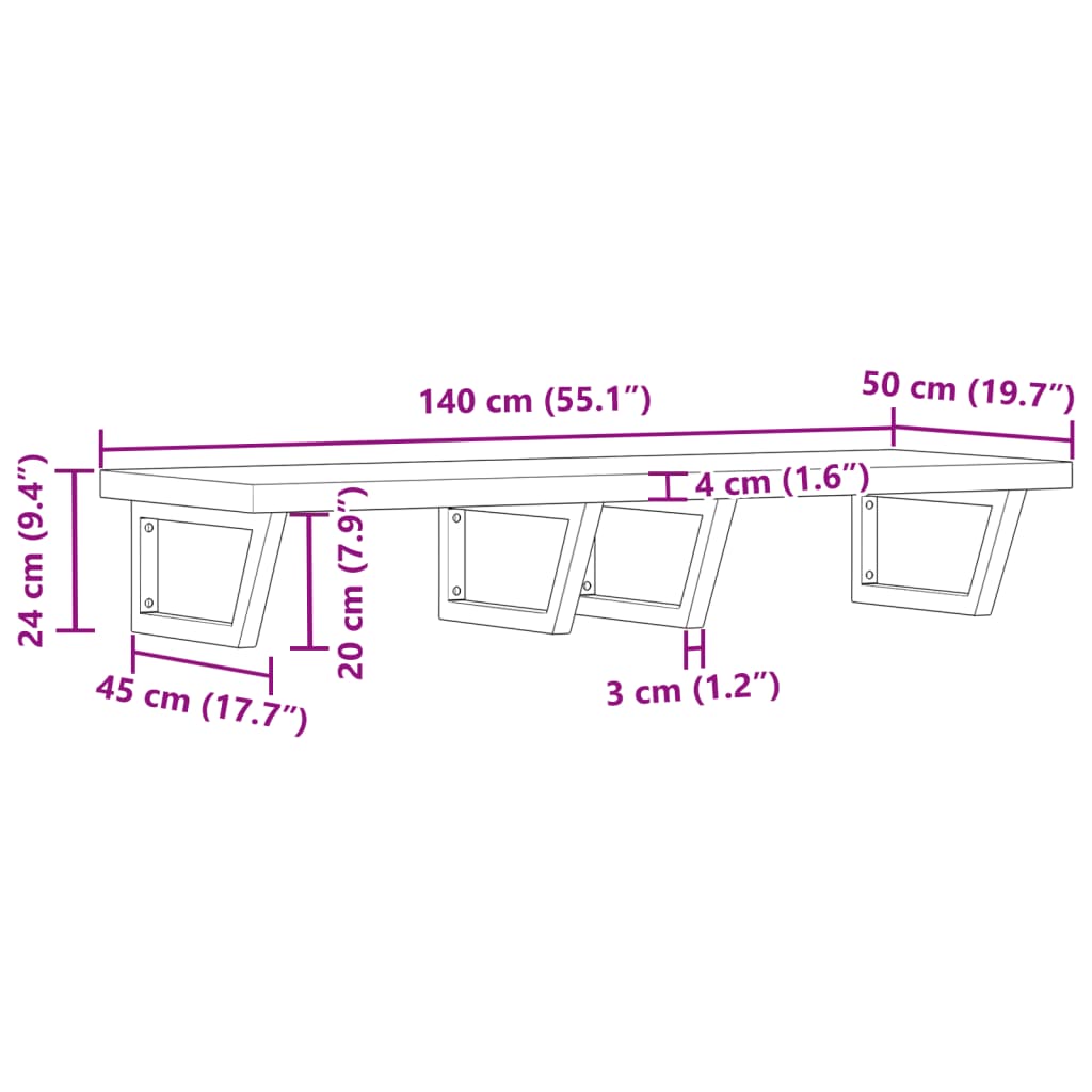 Prateleira de parede p/ lavatório aço/madeira de acácia maciça - Image 10