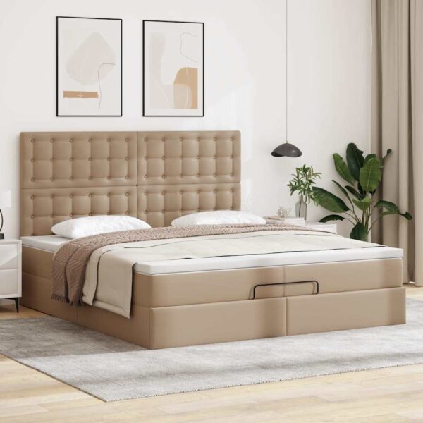 Estrutura de cama otomana com colchões cappucino pele sintética - Image 2