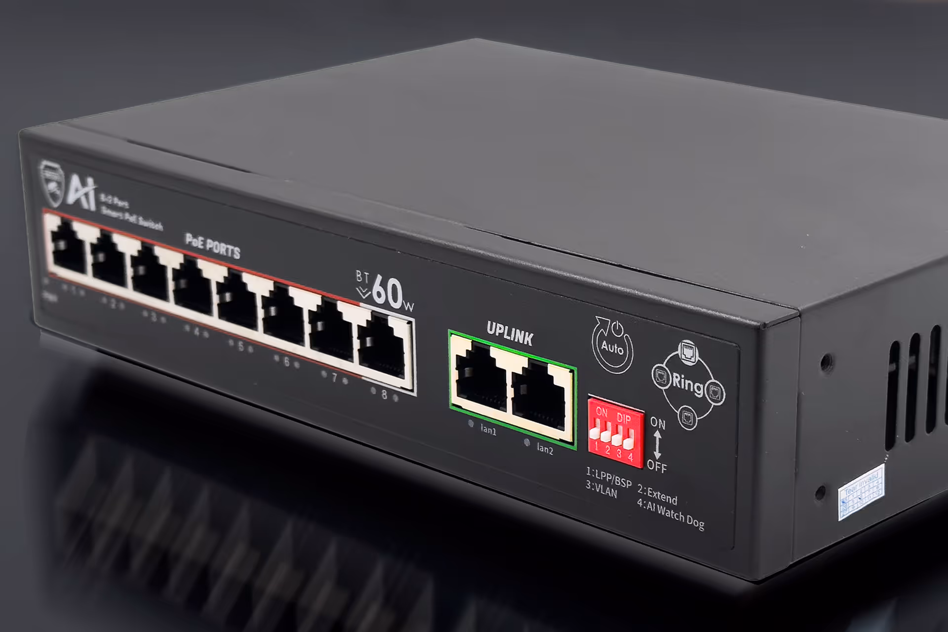 8 Port AI BT Giga Ring Poe Switch 2