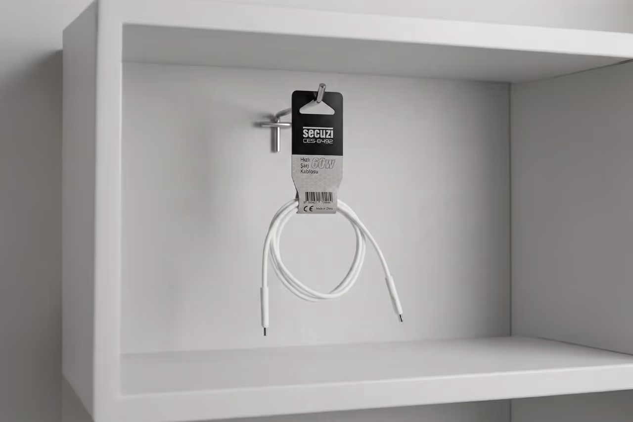 60W HIZLI ŞARJ KABLOSU Tip C-C Beyaz 4