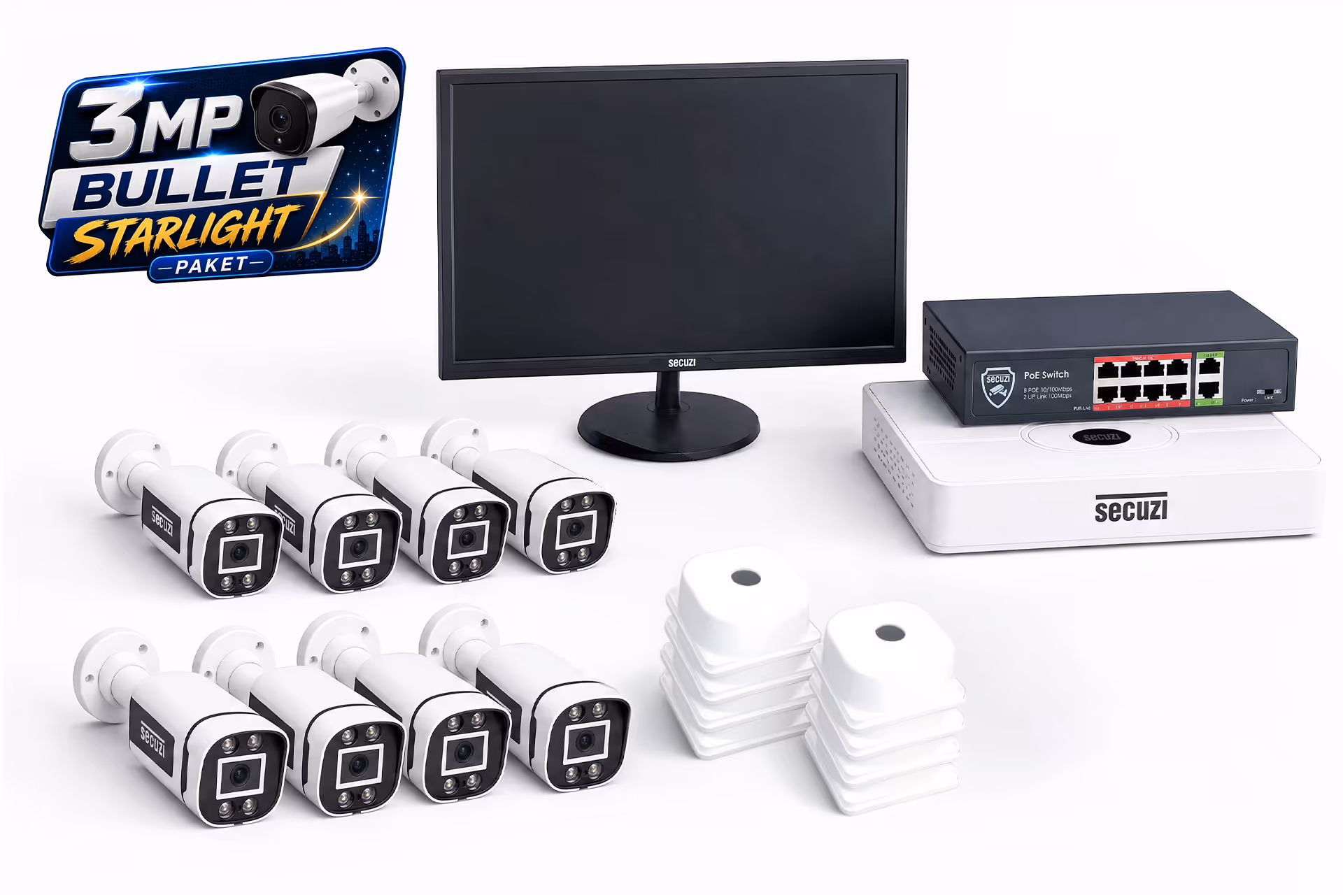 8'li 3MP SLP PLASTİK KASA IP  BULLET PAKET