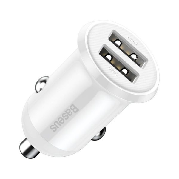 CARGADOR DE COCHE BASEUS 2 USB 2.4A+2.4A (4.8A) 24W - BLANCO - Image 2