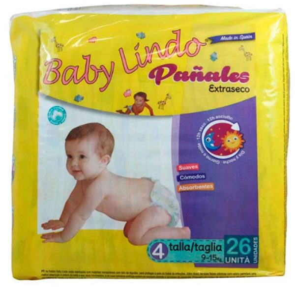 Baby Lindo Pañales T4 9-15 Kg 26 Unidades