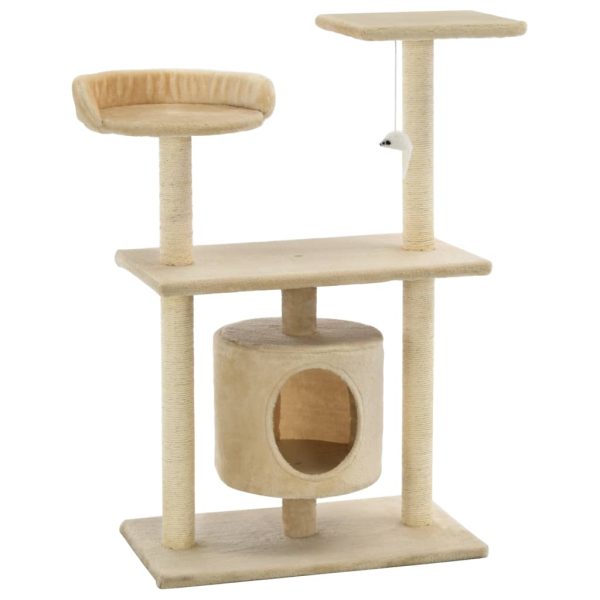 Árvore para gatos c/ postes arranhadores sisal 95 cm bege - Image 2