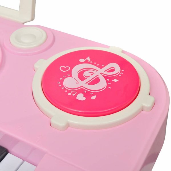 Teclado de brincar infantil com banco/microfone, 37 teclas, rosa - Image 6