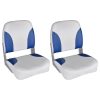 Assentos barco 2 pcs encosto dobrável azul/branco 41x36x48 cm