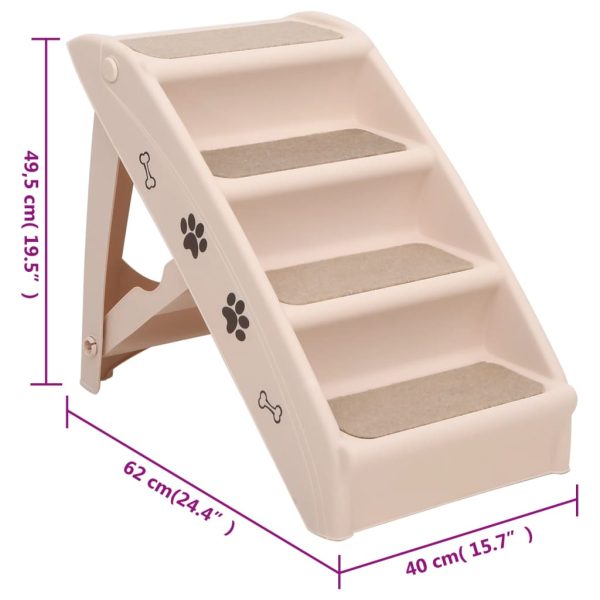 Escadas para cães dobráveis 62x40x49,5 cm cor creme - Image 9