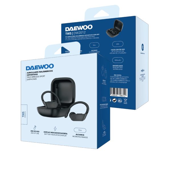 AURICULAR DAEWOO TWS SPORT - LED IND.BATERIA - C/GANCHO BT 5.0 30MAH/300MAH - TIPO C - Image 2
