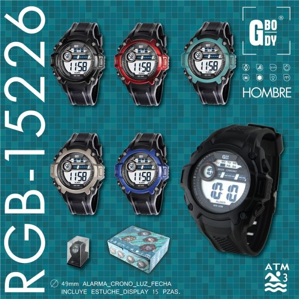 RELOJ G&B LCD HOMBRE C/ESTUCHE - RESISTENTE 30M