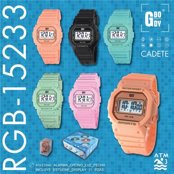 RELOJ G&B LCD CADETE C/ESTUCHE - RESISTENTE 30M - Image 2