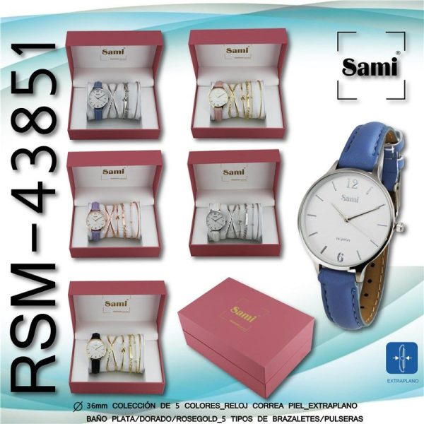 Conjunto GB hombre reloj red correa piel+2 correas