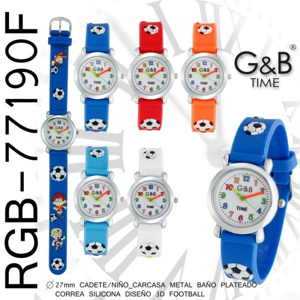 RELOJ GB INFANTIL CORREA 3D FUTBOL+ ESTUCHE REGALO