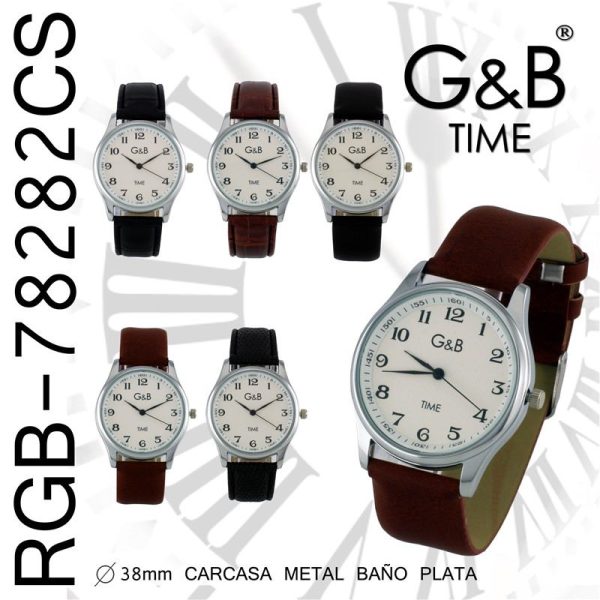 RELOJ GB CAB PIEL CLASICO Nºs MARR/NEG PLATA