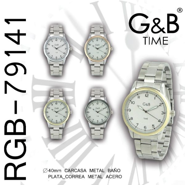 RELOJ GB HOMBRE METAL ESFERA BLANCA