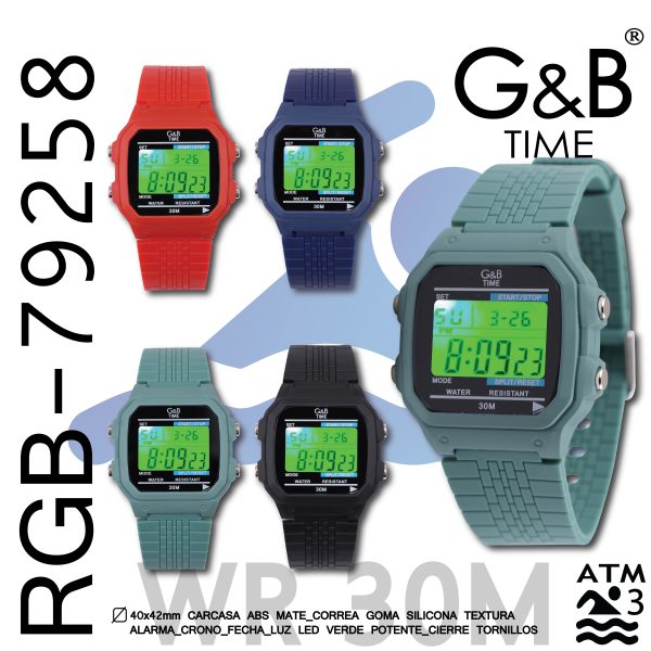 RELOJ GB LCD WR30M UNISEX CUAD.